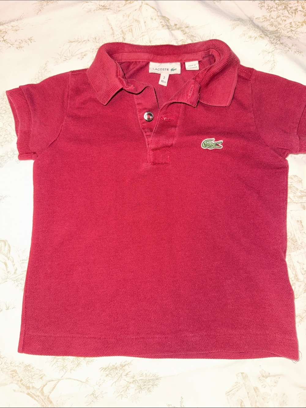 Lacoste Kids Raspberry Red Polo with Crocodile Patch